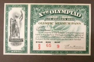 1932 OLYMPIC STADIUM PASS Los Angeles Olympics with leather case 2