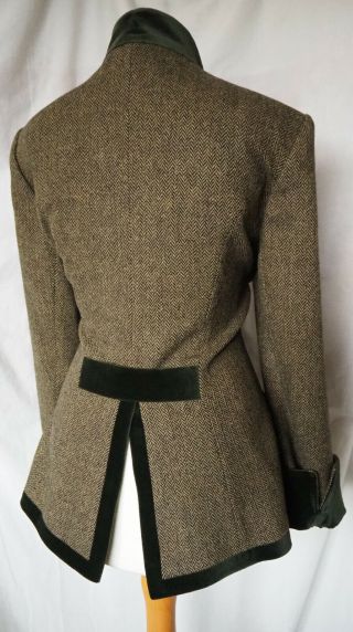 Vintage Style Jacket Riding Tweed Velvet Plaid 40 