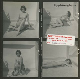 Bunny Yeager Pin - Up Contact Sheet Photograph Pretty Nude Figure Model Kim Loren 2