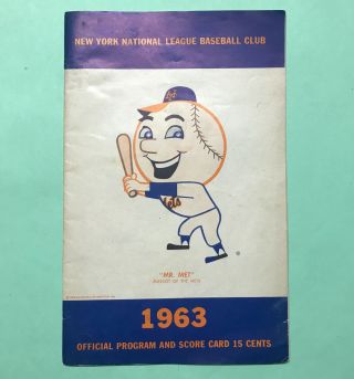 1963 April 9,  Program & Score Card York Mets Vs St.  Louis Cardinals Baseball