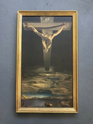 Vtg Salvador Dali " Christ Of St.  John Of The Cross " Framed Print Ganymed 18x31