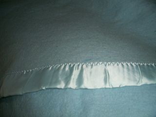 Vintage 100 Pure Wool Blanket Powder Blue W/ Satin Edge Queen Size