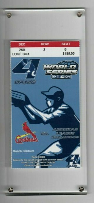 2004 World Series Ticket And Program,  Game 4,  Pristine,  Boston Red Sox St.  Louis