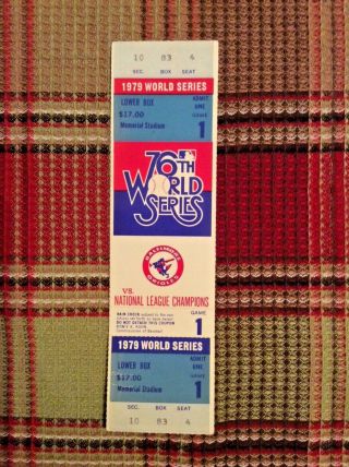 1979 World Series Full Ticket Pirates Orioles Game 1 Stargell Hr
