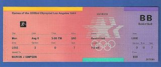 Michael Jordan 1984 Usa Olympic Basketball Game Full Ticket - 08/06 - Vs Germany