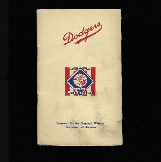 1939 Brooklyn Dodgers Spring Training Roster Media Guide - Baseball Centennial