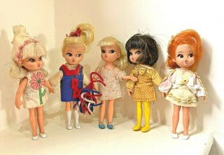 5 X Vintage Hasbro Dolly Darling Dolls 1960 