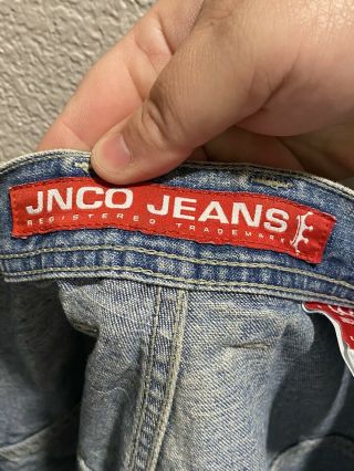 Vintage JNCO Baggy Vtg 90s Dragon Blue Loose Long Denim Jean Shorts Mens Size 38 3