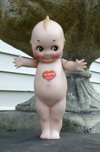 Antique Rose O Neill German Bisque Porcelain Kestner Kewpie Doll Heart Label 6 "