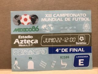 (for Offers Please Write) Maradona Hand Of God World Cup 1986 Ticket