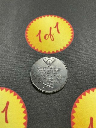 1960 Armour Hot Dog Coin Mickey Mantle Black York Yankees Gf20