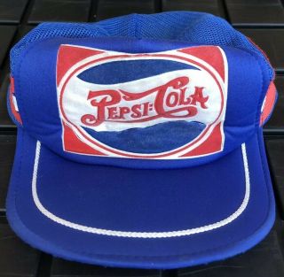 Vintage Pepsi - Cola Pepsi Three 3 Stripes Snapback Mesh Trucker Hat