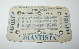 1912 Baseball Schedule Scorer Counter St Louis Cardinals Havana Cigar Plantista
