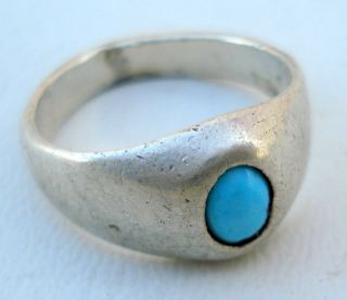 Antique Tribal Old Silver Turquoise Gem Stone Ring India