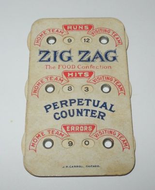 1910 Baseball Game Pocket Scorer Counter Scoring Pin Zig Zag Food Confection
