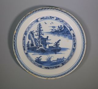 Fine Antique 18th C.  English? Delft Delftware Blue & White Chinoiserie Plate