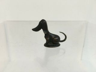 Signed Vintage Hagenauer Miniature Bronze Seated Dog Stamped Whw Made In Austria