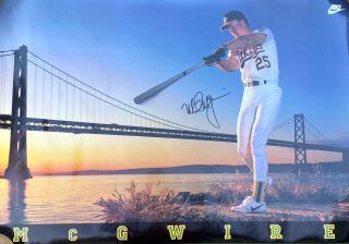 Signed Mark Mcgwire Bay Bridge Vintage Nike Baseball Poster Oakland Athletics