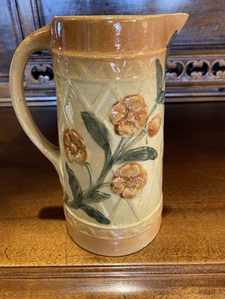 Rare Antique Roseville Stoneware Pottery Utility Pre - 1916 Flower Pitcher