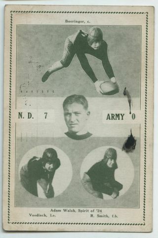 1926 College Football Players Notre Dame Vs Army Game Postcard Spirit Of 
