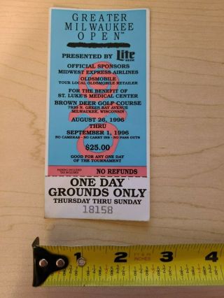 Complete Ticket more than Stub 1996 Greater Milwaukee Open GMO Tiger Woods First 3