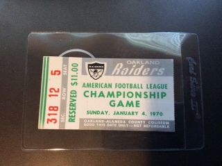 Oakland Raiders American Football League Championship Game Ticket 1970
