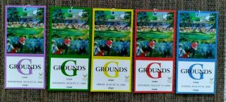 Aug.  2000 82nd Pga Championship 5 Ticket Set,  Incl Wed Round Tiger Woods Winner
