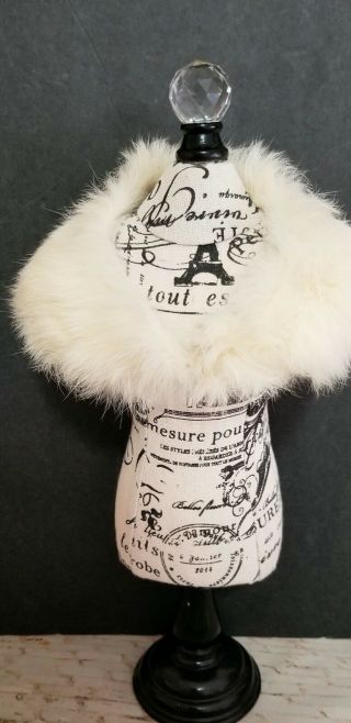 Vintage Fashion Doll White Rabbit Fur Stole Hook & Eye Satin Lined Fits Cissy