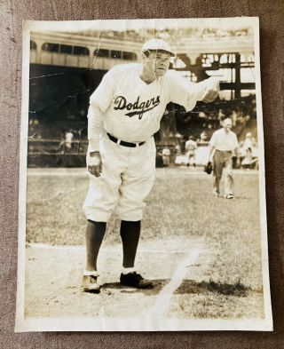 Babe Ruth Wire Photo Associated Press Brooklyn Dodgers 1st Base Coach 1938