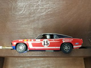 Ford Mustang Club Slot Car 1/32 Hornby 15 Blue Red White Parnelli Jones