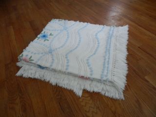 Vintage White Wedding Ring Tufted Chenille Bedspread Full Sz 92 X 103
