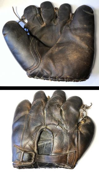 Vtg 1920s Goldsmith Webbed Finger Baseball Glove Mitt Pre War Extremely Rare