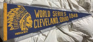 Cleveland Indians 1948 World Series Pennant Headdress Player Names Rare Pennant
