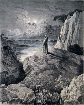 Hermit On The Mountain 1885 Gustave Doré - Chateaubriand Antique Engraving