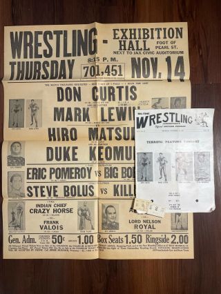 Big - Time Wrestling Souvenir Program Vol 3 No 12 Nov 14 1963 Plus Poster