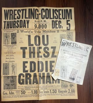 Big - Time Wrestling Souvenir Program Vol 3 No 15 December 5 1963 W/ Poster