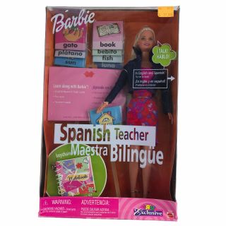 Vintage 2000 Barbie Bilingual English Spanish Teacher Doll Talking Blonde Talks