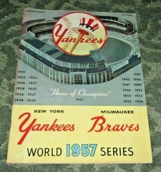 1957 Unscored World Series Program - York Yankees Vs Milwaukee Braves