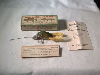 Vintage Wood Fishing Lure Creek Chub Dingbat Golden Shiner W/ Box & Paperwork Ge