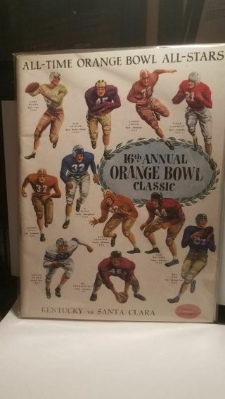 1950 Orange Bowl Football Program Kentucky Wildcats V Santa Clara Bear Bryant