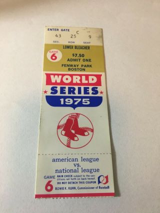 1975 World Series Game 6 Boston Red Sox Carlton Fisk Home Run Ticket Ex,