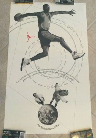 1990 Michael Jordan Nike Poster " Gravity " 22 X 36 Rare