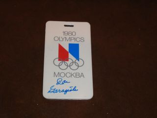 1980 Moscow Olympics Joe Garagiola Signed Press Badge Pass Ticket