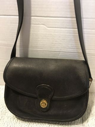 Coach Vintage Black Leather Turnlock Prairie Crossbody Shoulder Handbag 9954 Usa