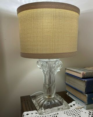 Pair Vintage Art Deco Glass Boudoir Lamps & Look W/ Shades