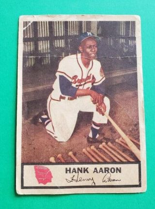 Rare Off - Grade 1955 Johnston Cookies Hank Aaron 44 Milwaukee Braves Henry
