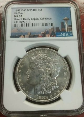 1883 O / O Morgan Silver $1 Ngc Ms62 Vam 4 Top 100