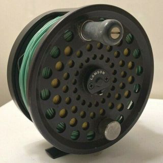 Vintage Lamson Fly Fishing Reel No.  5 With Line U.  S.  A.  As Found,