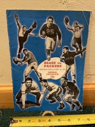 1941 Chicago Bears Green Bay Packers Playoff Game Program Vintage Rare Dec 14
