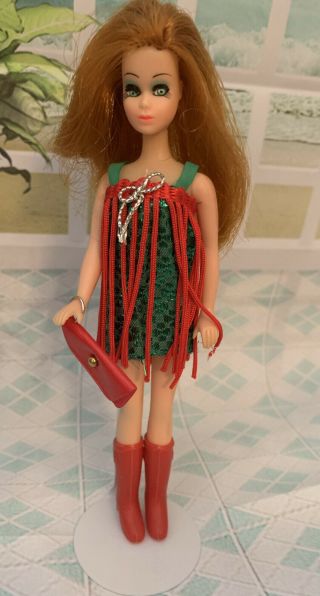 Vintage Topper Dawn Doll Friend Glori With Outfit Fringed Mini Dress Boots